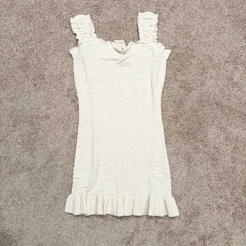 NWT - Free People Cream Ruffled Mini Dress